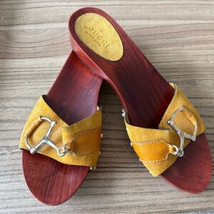 GUCCI Suede Slide Sandals with Horsebit Detail Size 6 1/2